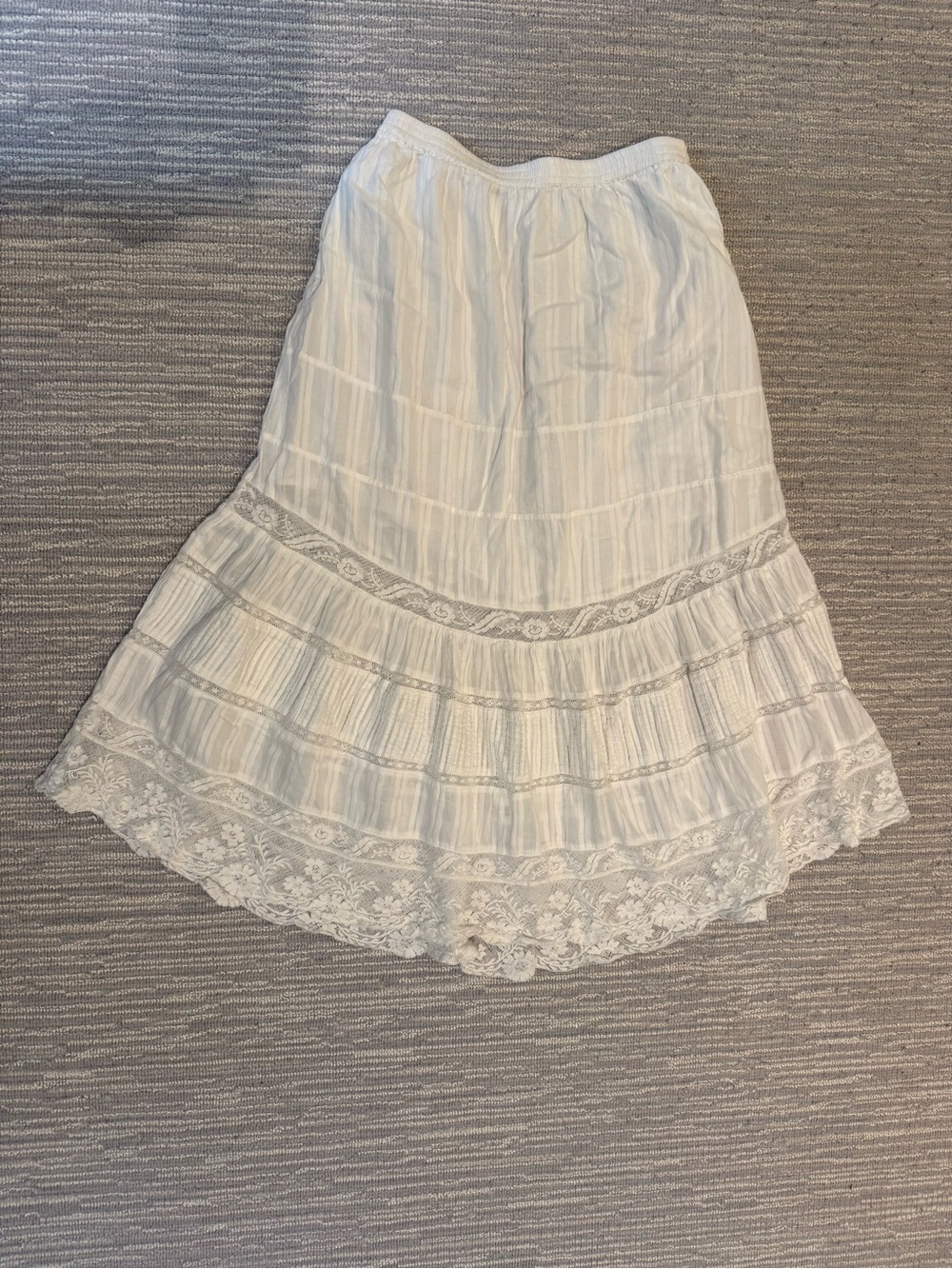 Loveshackfancy White Lace Tiered Midi Skirt size XS